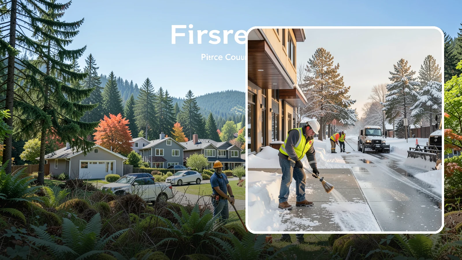Office Building Sidewalk Clearing in Fircrest, Pierce County, WA - Pre-opening sidewalk clearing for Western Washington office buildings so employees and visitors reach the entrance safely before...