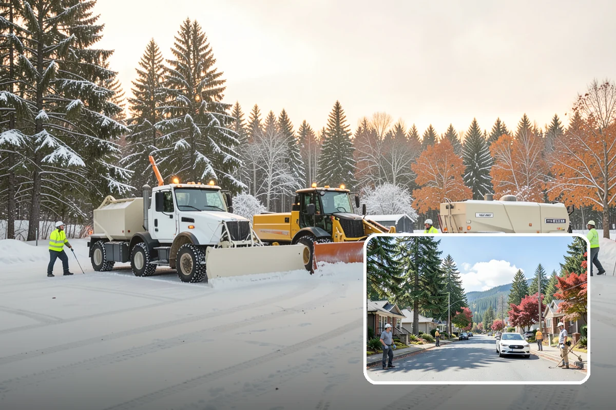 Office Building Sidewalk Clearing in Hunts Point, King County, WA - Clear, dry entrances greet employees and clients each morning
