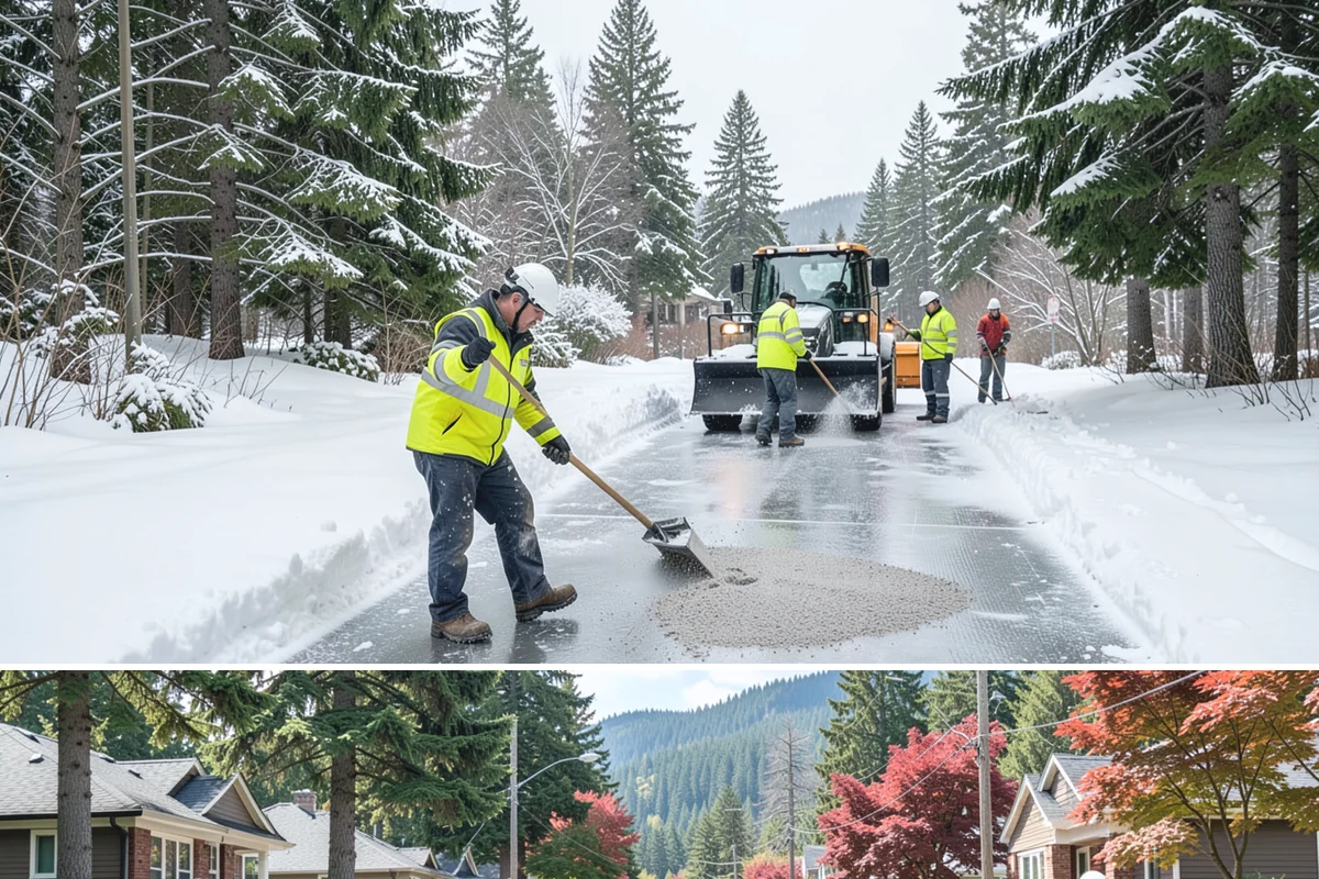 Office Building Sidewalk Clearing in Hunts Point, King County, WA - Office demand peaks from December through February, with the most critical events being pre-dawn freezing fog and drizzle that...
