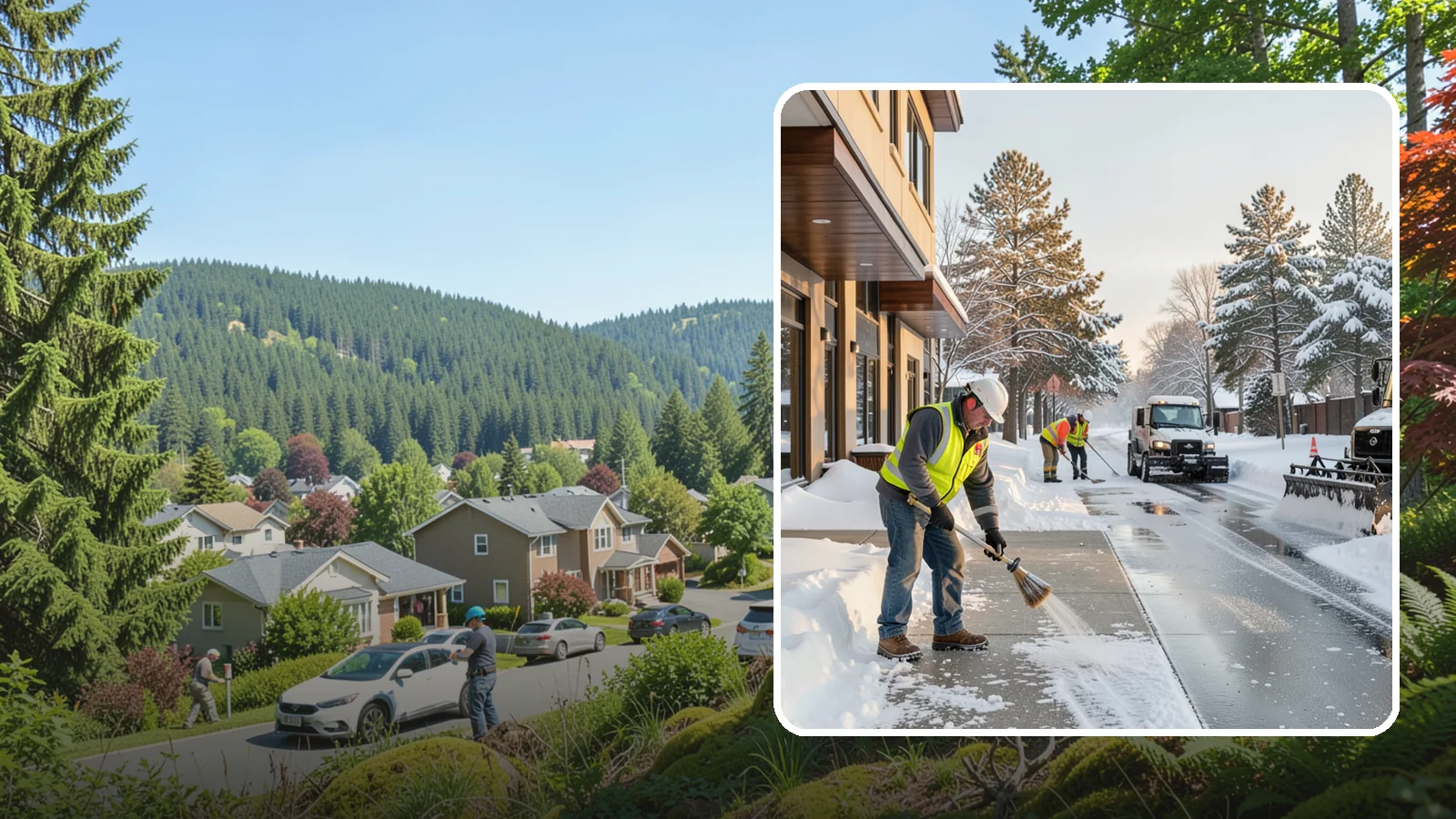 Office Building Sidewalk Clearing in Index, Snohomish County, WA - Pre-opening sidewalk clearing for Western Washington office buildings so employees and visitors reach the entrance safely before...