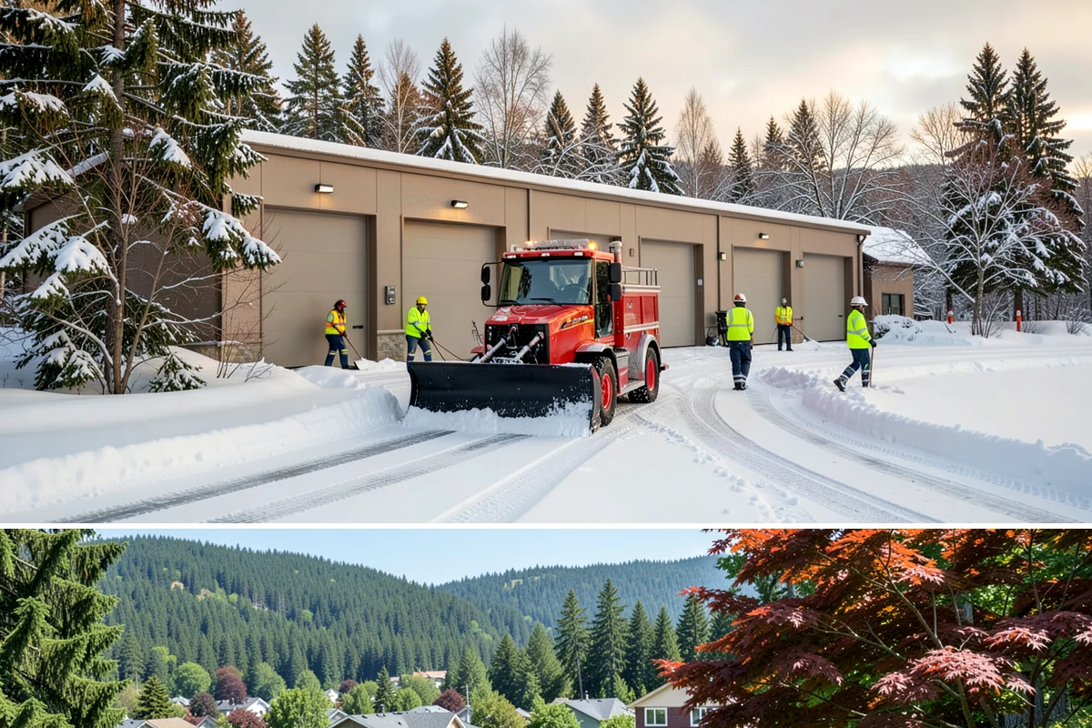 Office Building Sidewalk Clearing in Index, Snohomish County, WA - Office demand peaks from December through February, with the most critical events being pre-dawn freezing fog and drizzle that...