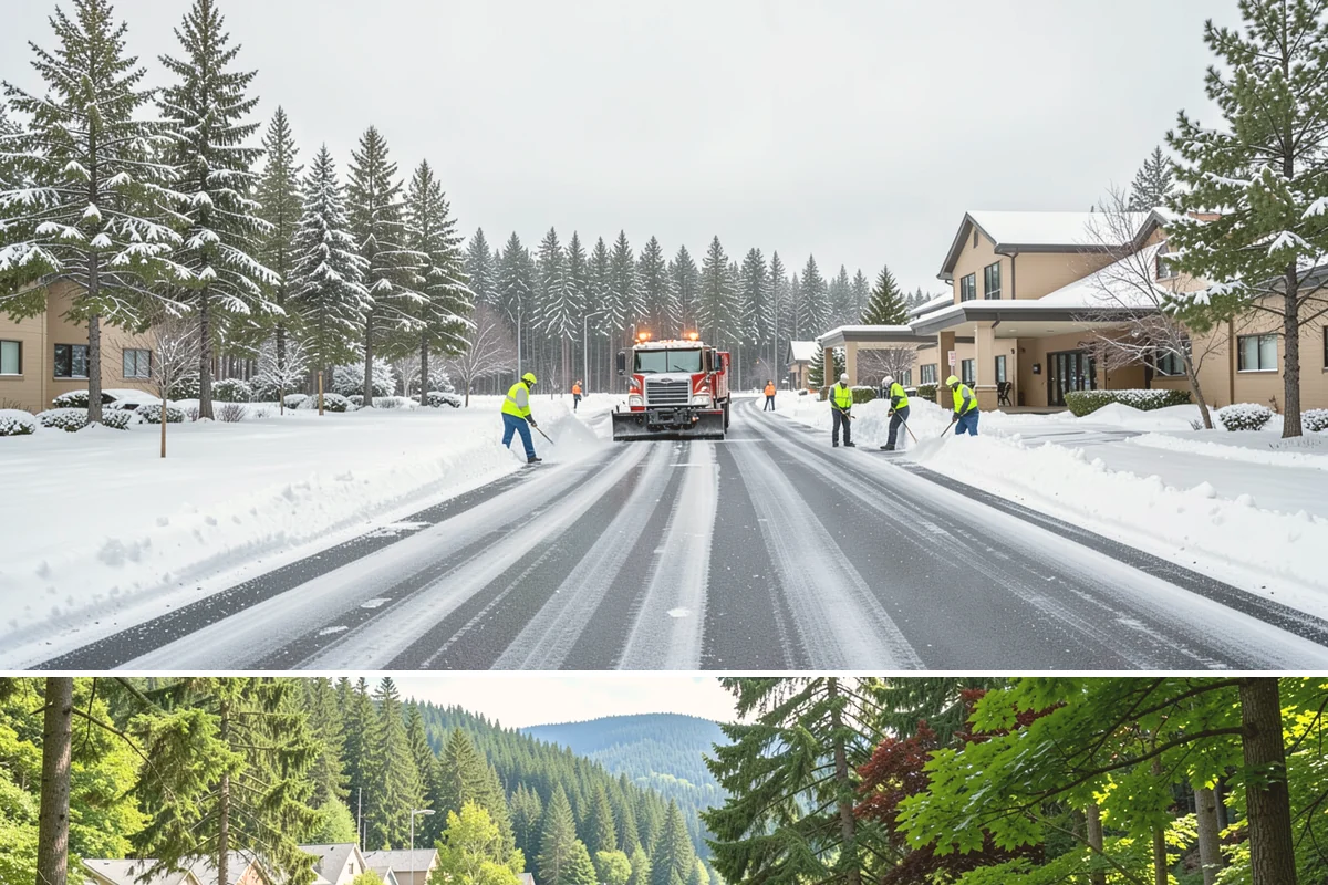 Office Building Sidewalk Clearing in Lake Forest Park, King County, WA - Office demand peaks from December through February, with the most critical events being pre-dawn freezing fog and drizzle that...