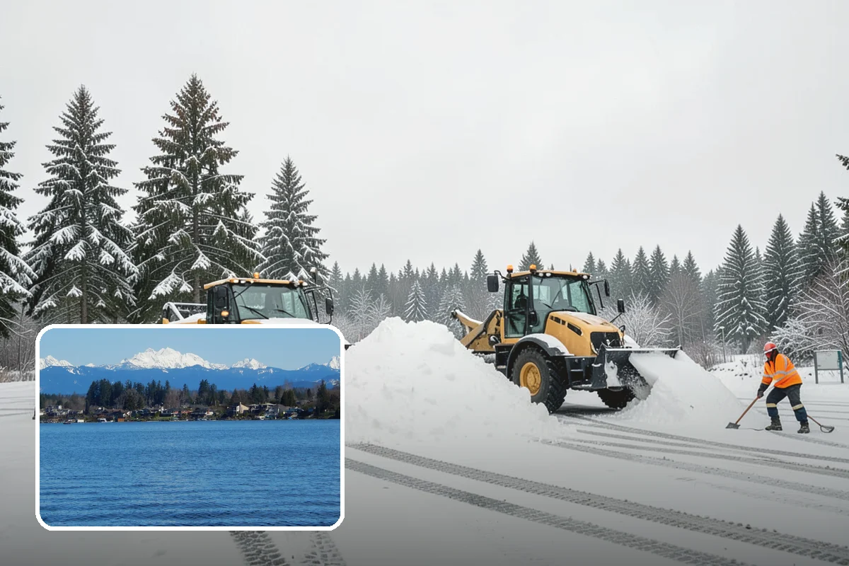 Office Building Sidewalk Clearing in Lake Stevens, Snohomish County, WA - Clear, dry entrances greet employees and clients each morning