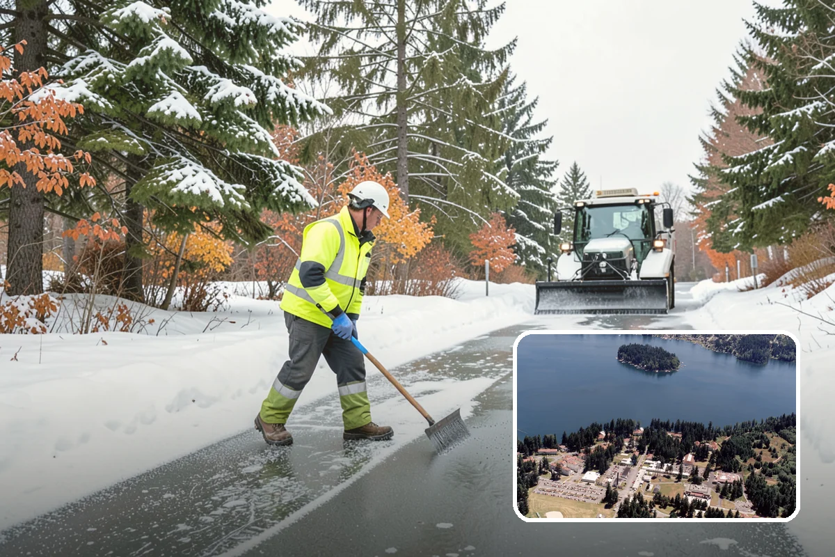 Office Building Sidewalk Clearing in Lakewood, Pierce County, WA - Clear, dry entrances greet employees and clients each morning