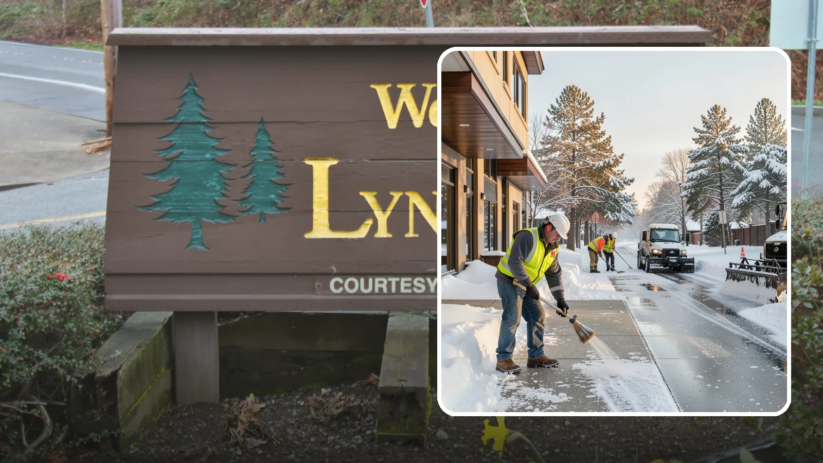 Office Building Sidewalk Clearing in Lynnwood, Snohomish County, WA - Pre-opening sidewalk clearing for Western Washington office buildings so employees and visitors reach the entrance safely before...