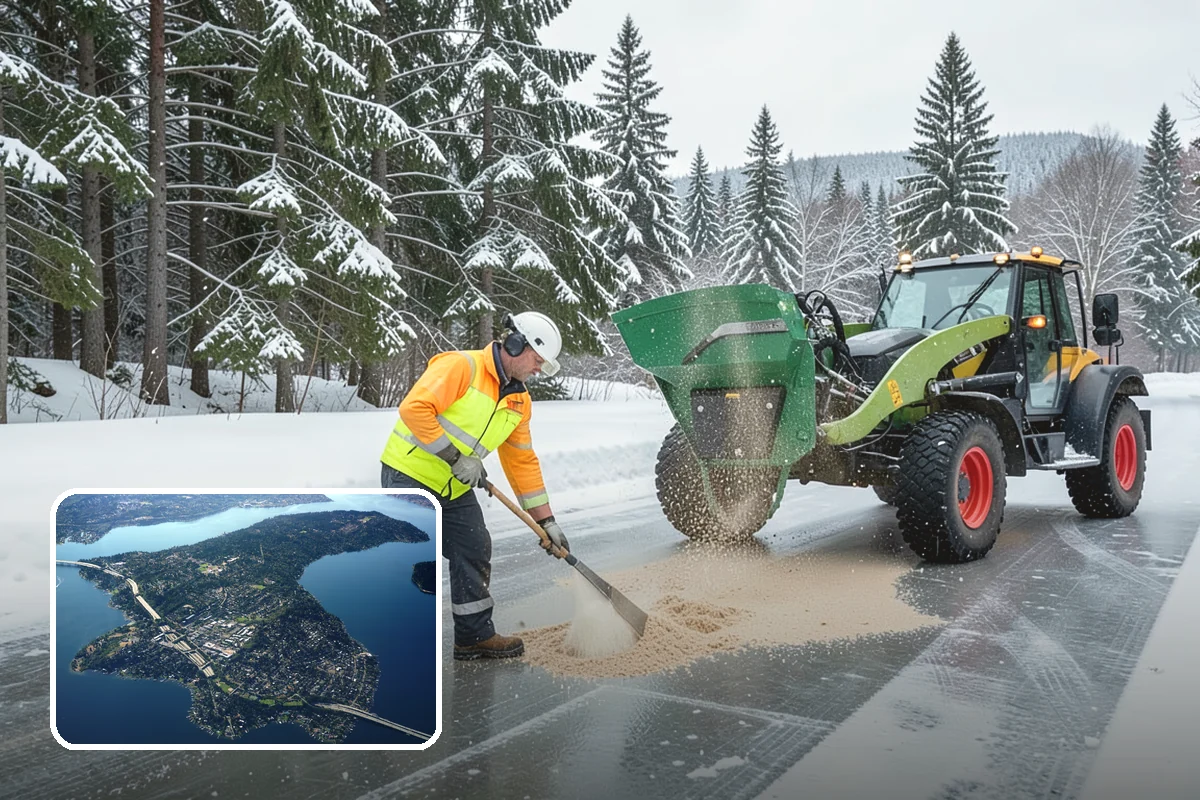 Office Building Sidewalk Clearing in Mercer Island, King County, WA - Clear, dry entrances greet employees and clients each morning