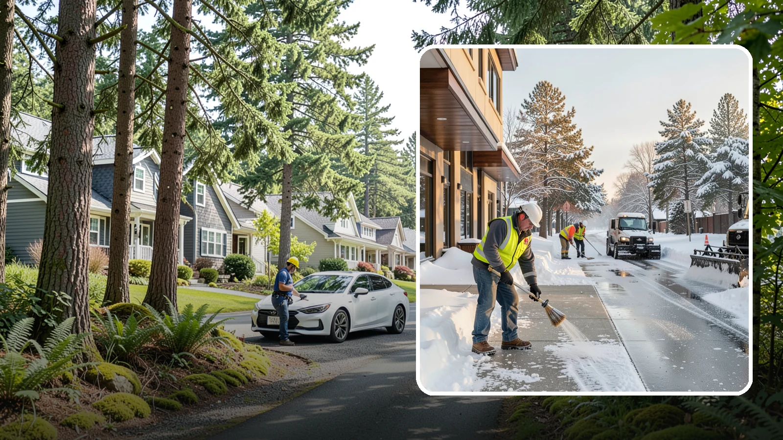 Office Building Sidewalk Clearing in Normandy Park, King County, WA - Pre-opening sidewalk clearing for Western Washington office buildings so employees and visitors reach the entrance safely before...