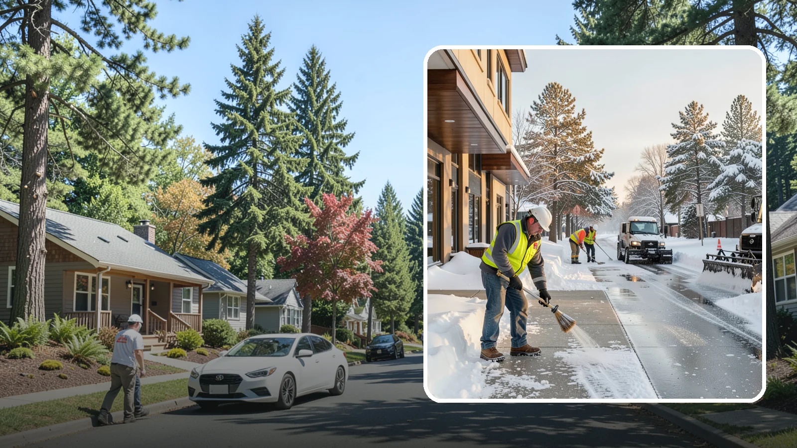 Office Building Sidewalk Clearing in Orting, Pierce County, WA - Pre-opening sidewalk clearing for Western Washington office buildings so employees and visitors reach the entrance safely before...