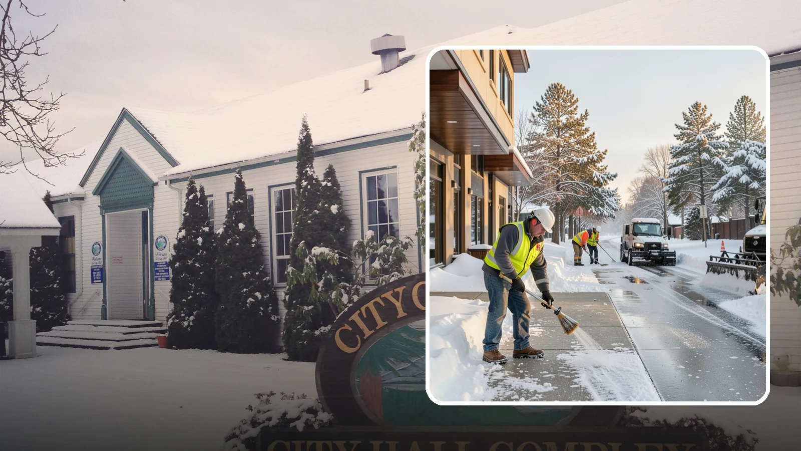 Office Building Sidewalk Clearing in Pacific, King County, WA - Pre-opening sidewalk clearing for Western Washington office buildings so employees and visitors reach the entrance safely before...