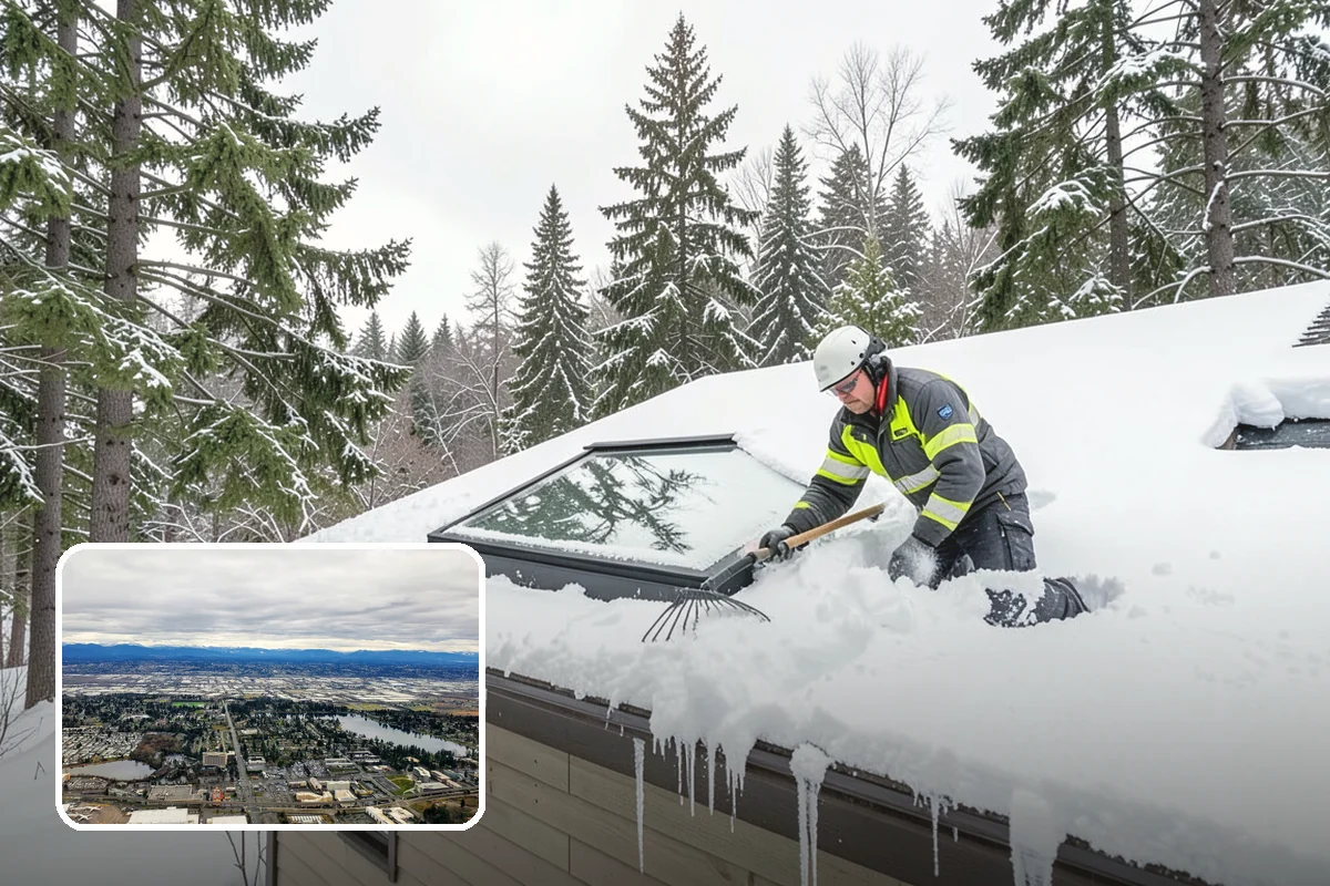 Office Building Sidewalk Clearing in SeaTac, King County, WA - Clear, dry entrances greet employees and clients each morning