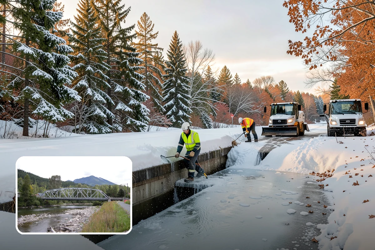 Office Building Sidewalk Clearing in Skykomish, King County, WA - Clear, dry entrances greet employees and clients each morning