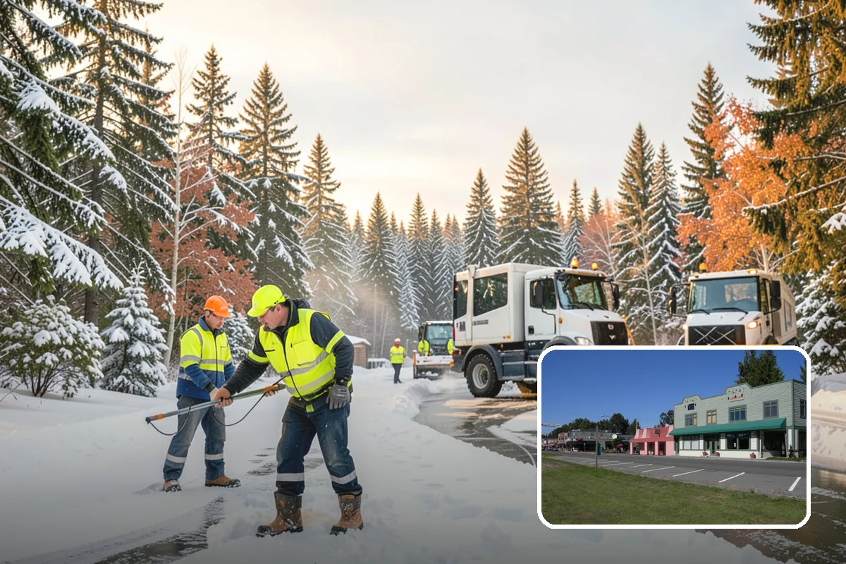 Office Building Sidewalk Clearing in Snoqualmie, King County, WA - Clear, dry entrances greet employees and clients each morning