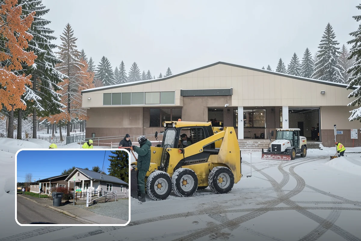 Office Building Sidewalk Clearing in South Prairie, Pierce County, WA - Clear, dry entrances greet employees and clients each morning