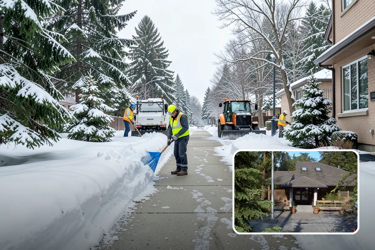 Office Building Sidewalk Clearing in Yarrow Point, King County, WA - Clear, dry entrances greet employees and clients each morning