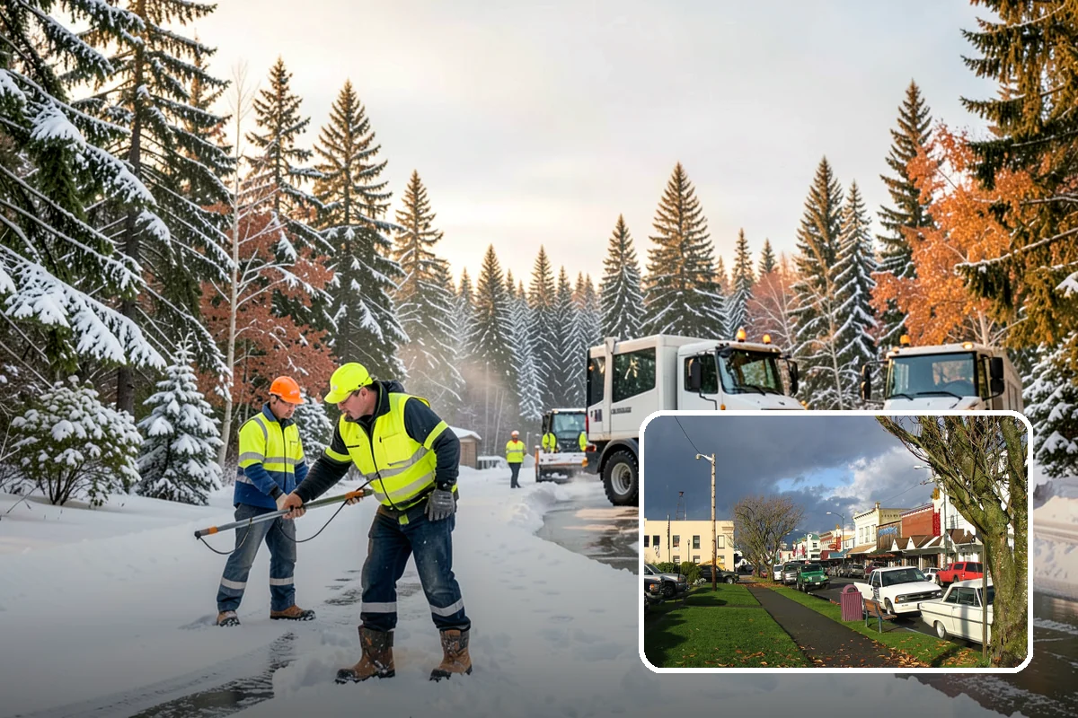 Office Building Snow Plowing in Arlington, Snohomish County, WA - Lots and entrances cleared before the morning arrival window