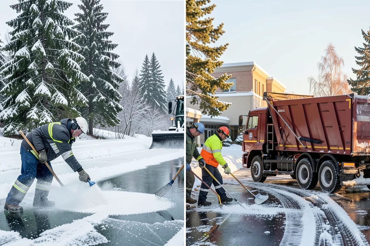 Office Building Snow Plowing in Arlington, Snohomish County, WA - Confirm building hours and set an overnight completion deadline