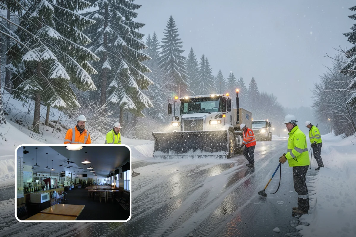 Office Building Snow Plowing in Black Diamond, King County, WA - Lots and entrances cleared before the morning arrival window