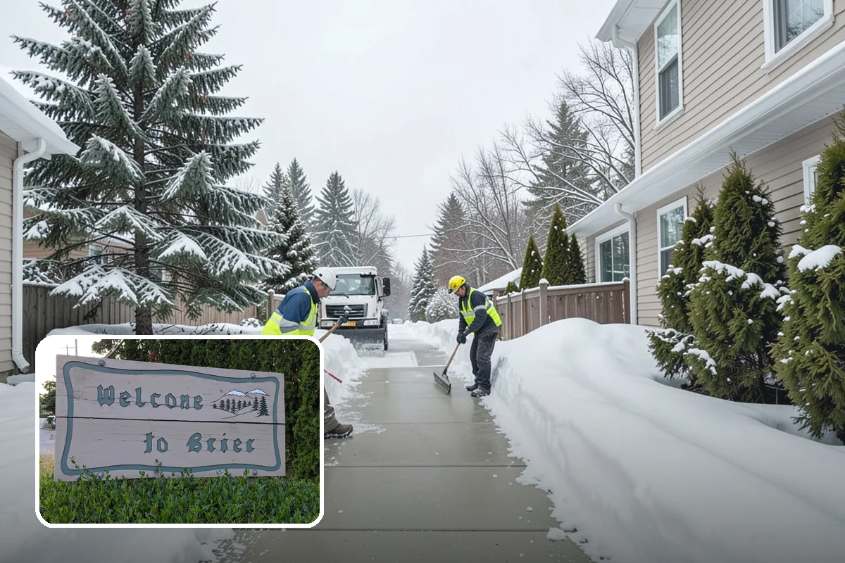 Office Building Snow Plowing in Brier, Snohomish County, WA - Lots and entrances cleared before the morning arrival window