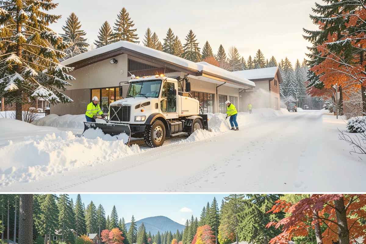 Office Building Snow Plowing in Covington, King County, WA - Arrange service before the winter season begins so your building never opens to an un-plowed lot.