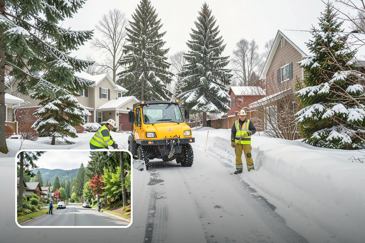 Office Building Snow Plowing in Darrington, Snohomish County, WA - Lots and entrances cleared before the morning arrival window