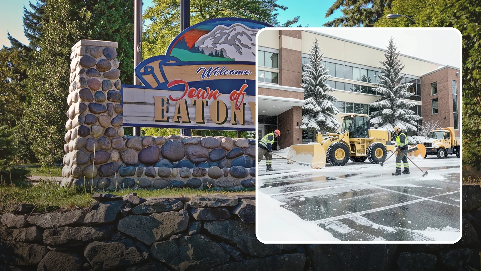 Office Building Snow Plowing in Eatonville, Pierce County, WA - We plow office building lots and entrances overnight so employees and clients arrive to clear, safe parking at opening.