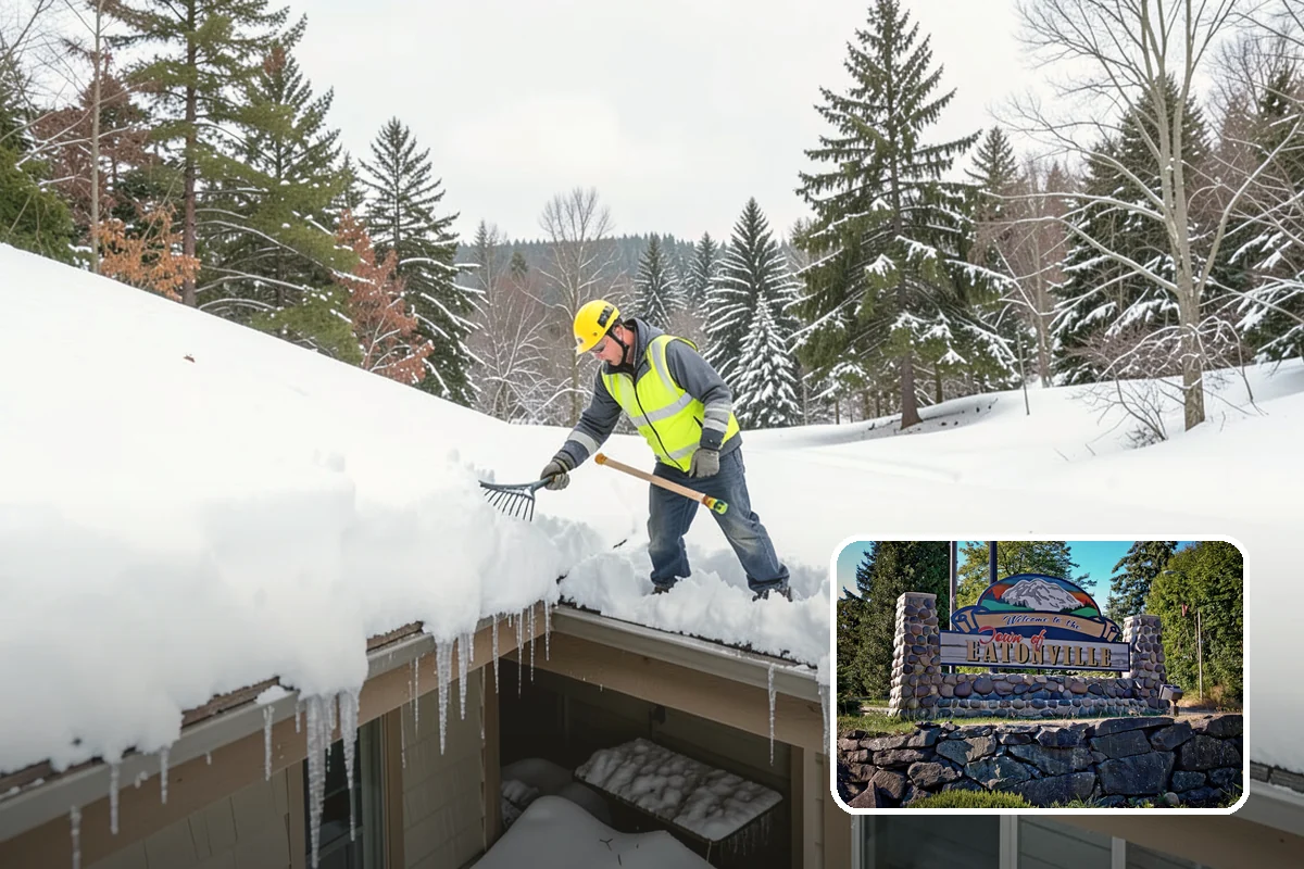 Office Building Snow Plowing in Eatonville, Pierce County, WA - Lots and entrances cleared before the morning arrival window