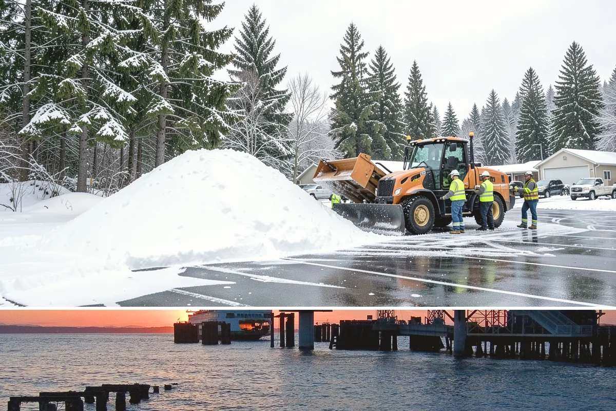 Office Building Snow Plowing in Edmonds, Snohomish County, WA - Arrange service before the winter season begins so your building never opens to an un-plowed lot.