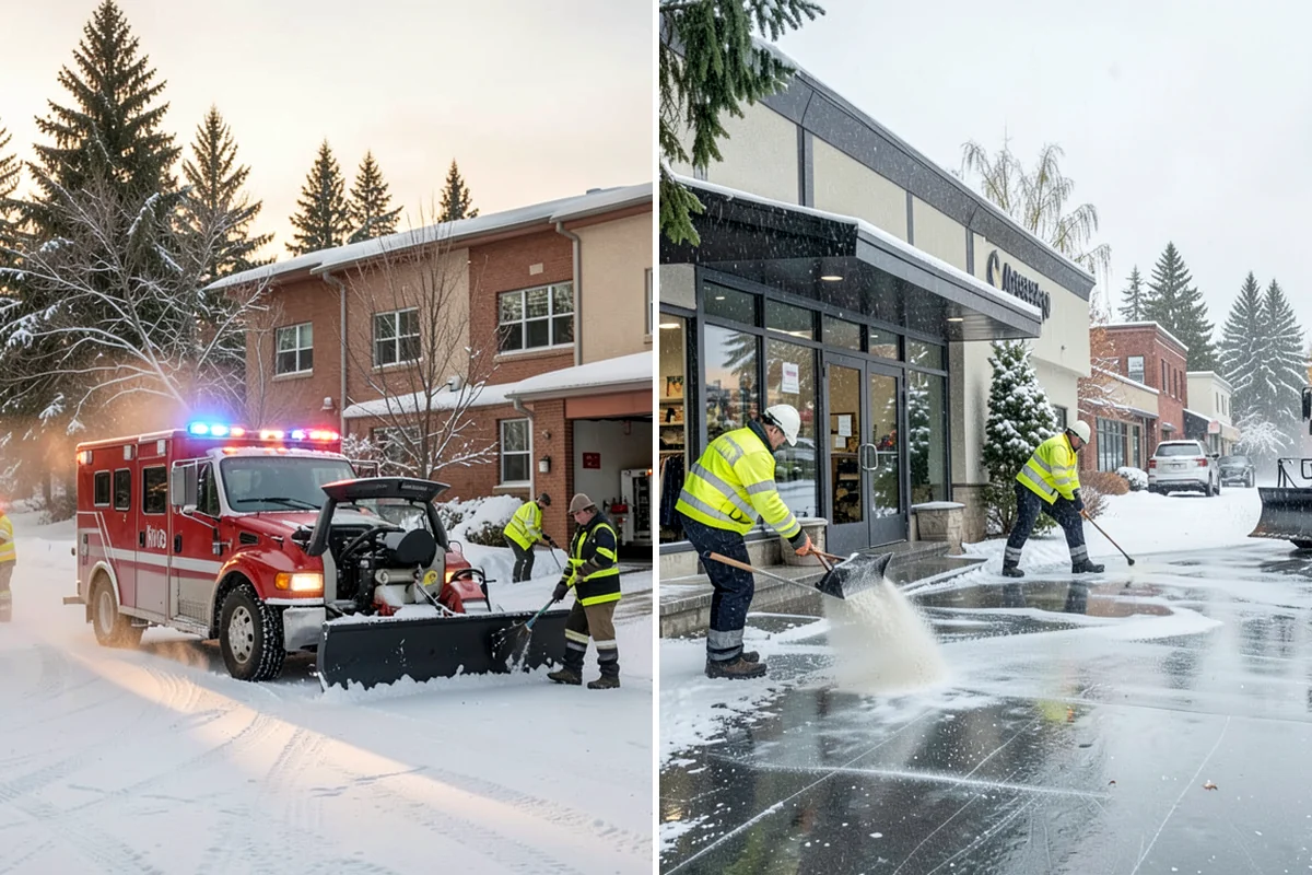 Office Building Snow Plowing in Enumclaw, King County, WA - Confirm building hours and set an overnight completion deadline