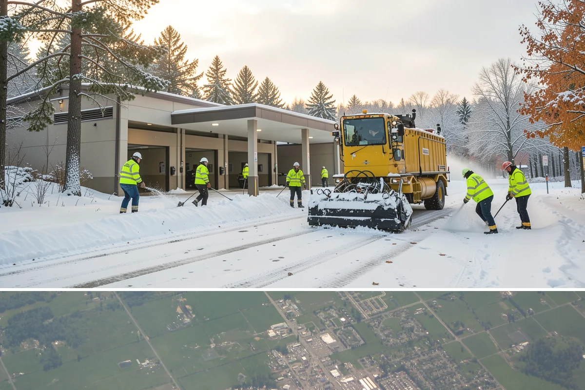 Office Building Snow Plowing in Enumclaw, King County, WA - Arrange service before the winter season begins so your building never opens to an un-plowed lot.