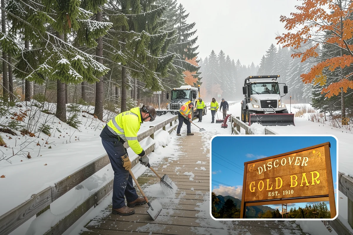 Office Building Snow Plowing in Gold Bar, Snohomish County, WA - Lots and entrances cleared before the morning arrival window