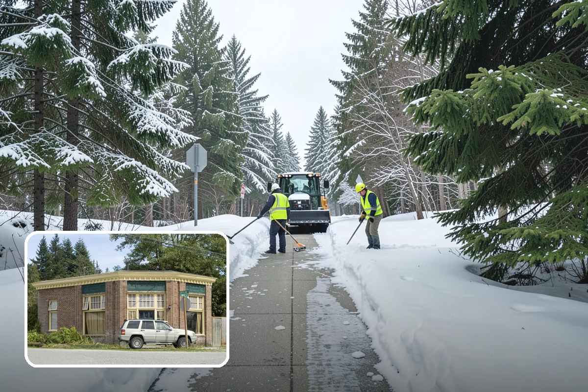 Office Building Snow Plowing in Hamilton, Skagit County, WA - Lots and entrances cleared before the morning arrival window