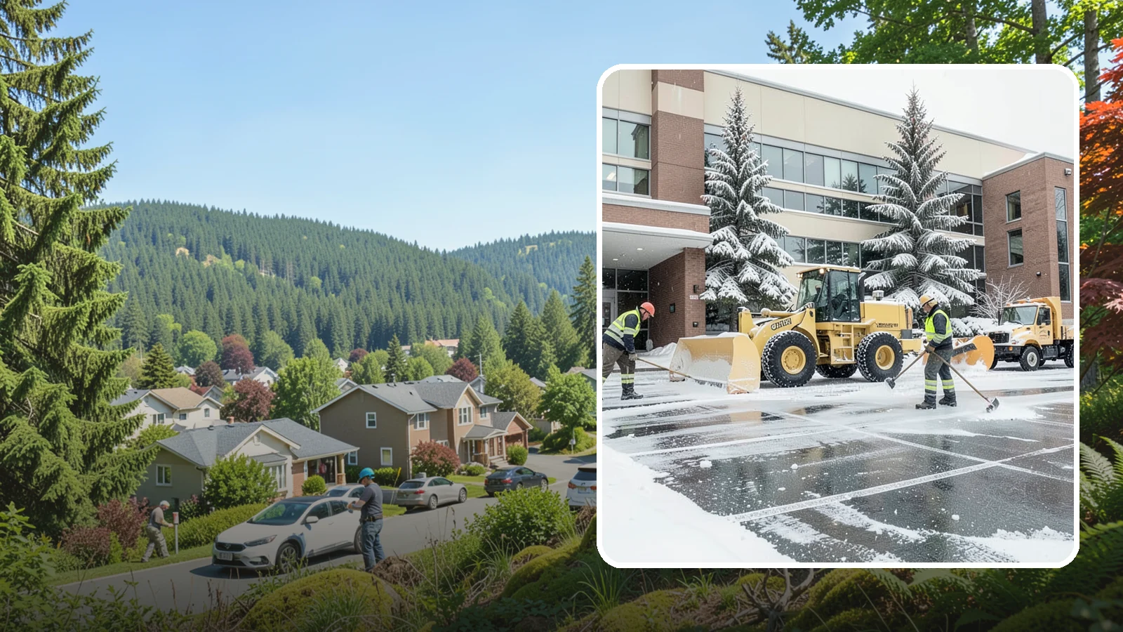 Office Building Snow Plowing in Index, Snohomish County, WA - We plow office building lots and entrances overnight so employees and clients arrive to clear, safe parking at opening.