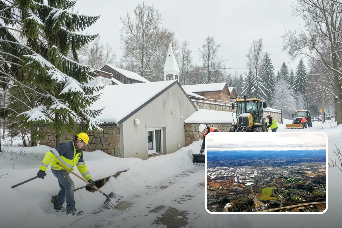 Office Building Snow Plowing in Kent, King County, WA - Lots and entrances cleared before the morning arrival window