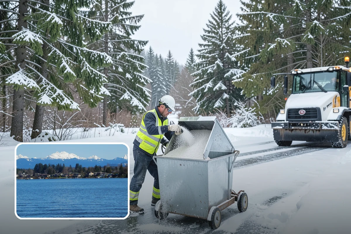 Office Building Snow Plowing in Lake Stevens, Snohomish County, WA - Lots and entrances cleared before the morning arrival window
