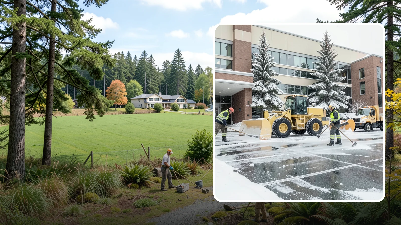 Office Building Snow Plowing in Lyman, Skagit County, WA - We plow office building lots and entrances overnight so employees and clients arrive to clear, safe parking at opening.