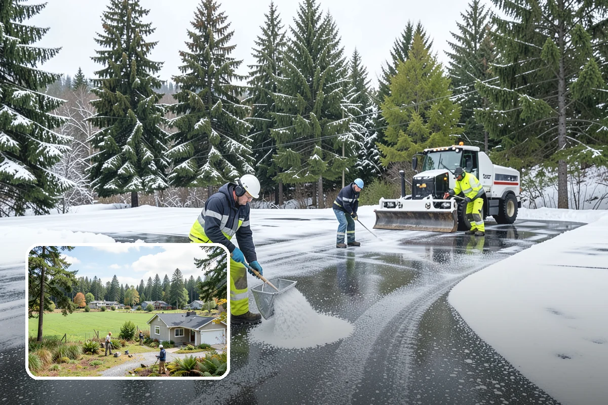 Office Building Snow Plowing in Lyman, Skagit County, WA - Lots and entrances cleared before the morning arrival window