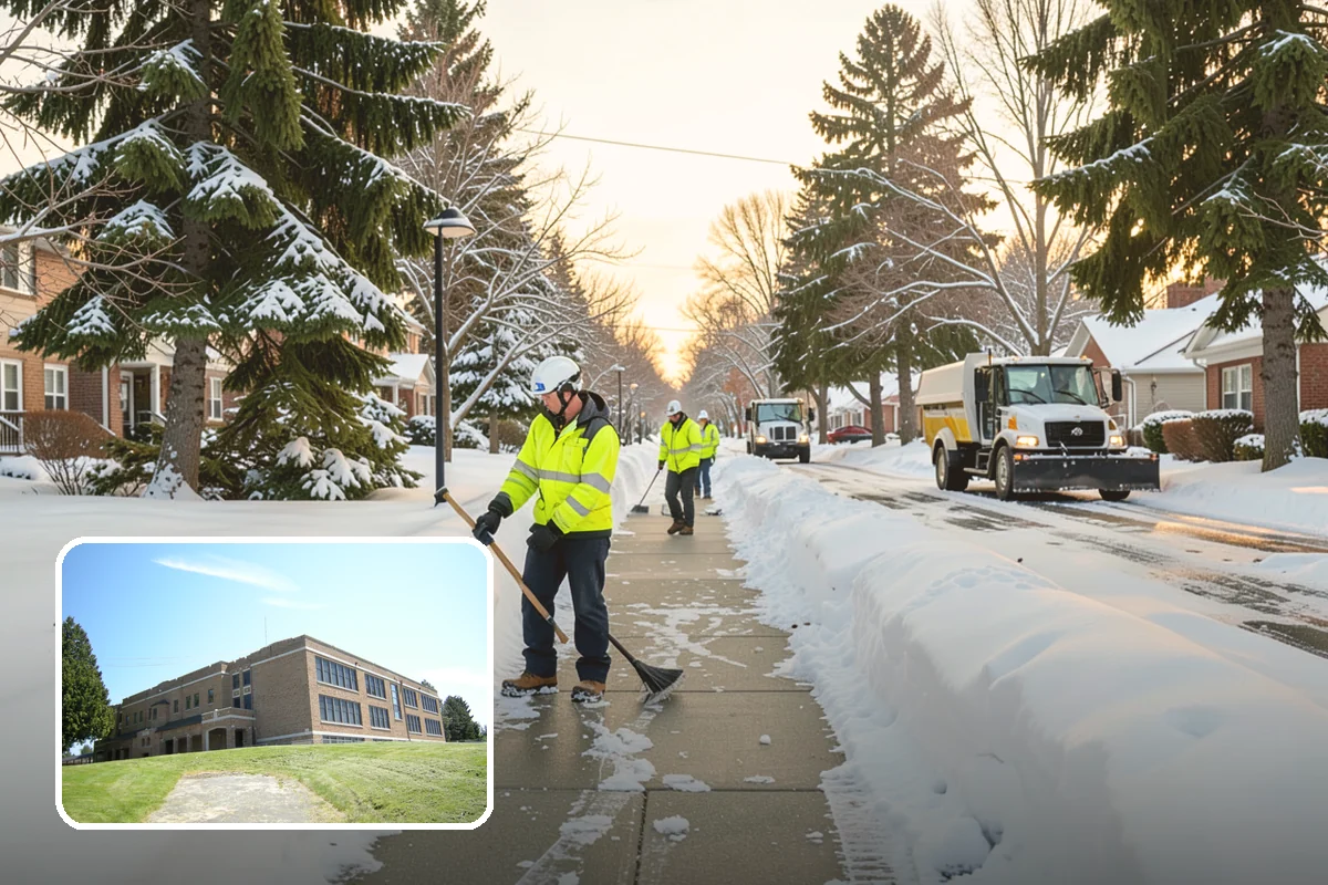 Office Building Snow Plowing in Maple Valley, King County, WA - Lots and entrances cleared before the morning arrival window