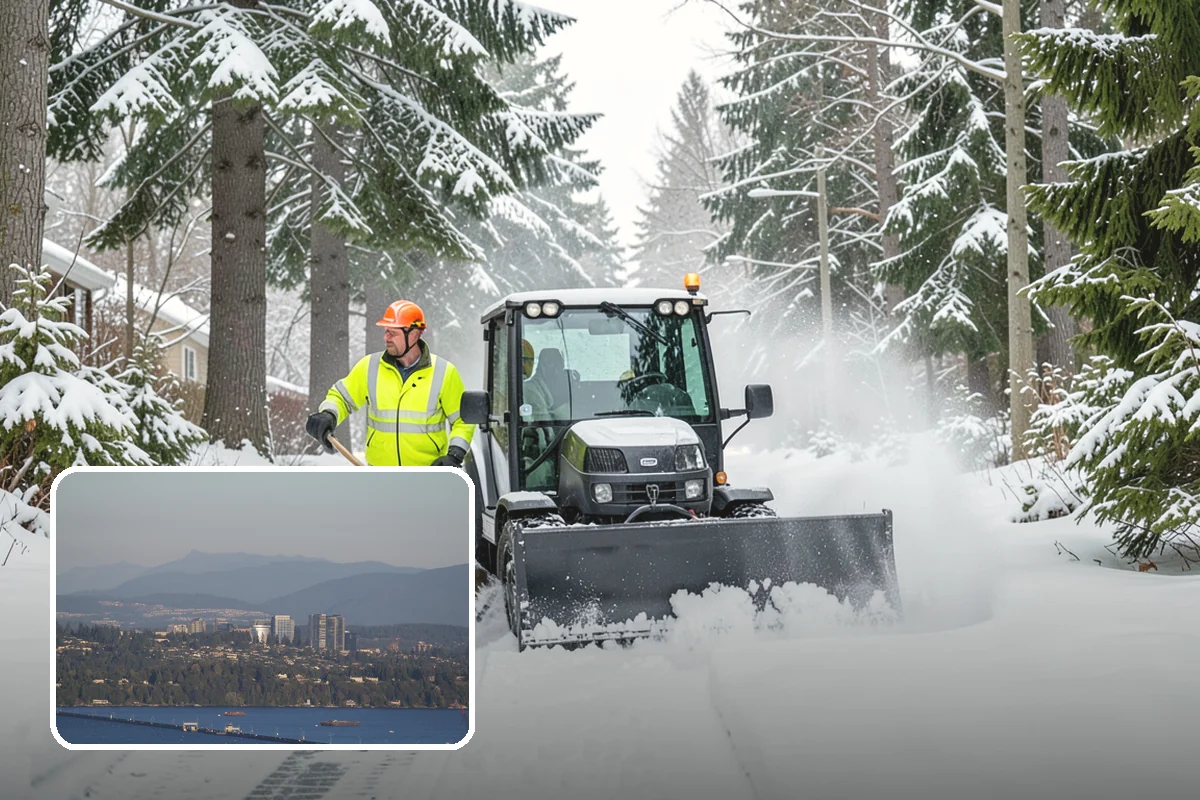 Office Building Snow Plowing in Medina, King County, WA - Lots and entrances cleared before the morning arrival window