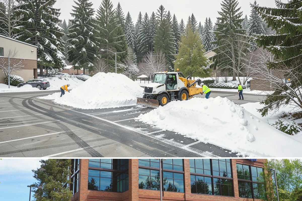 Office Building Snow Plowing in Mountlake Terrace, Snohomish County, WA - Arrange service before the winter season begins so your building never opens to an un-plowed lot.