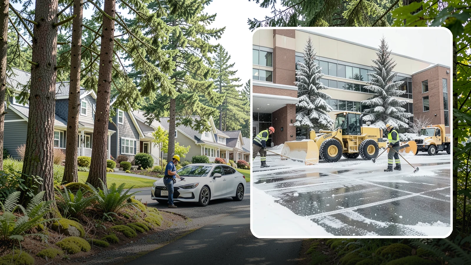 Office Building Snow Plowing in Normandy Park, King County, WA - We plow office building lots and entrances overnight so employees and clients arrive to clear, safe parking at opening.