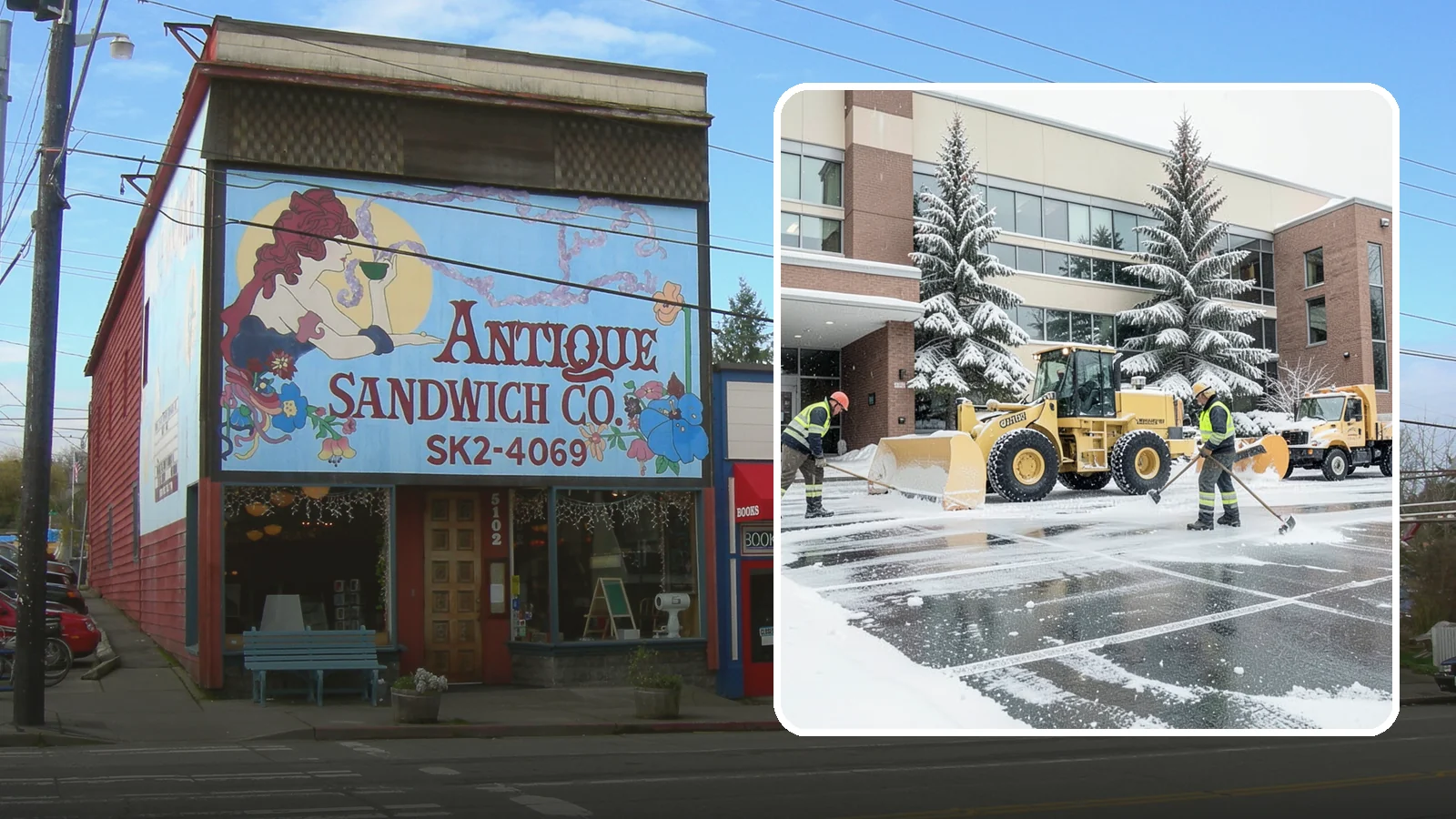 Office Building Snow Plowing in Ruston, Pierce County, WA - We plow office building lots and entrances overnight so employees and clients arrive to clear, safe parking at opening.