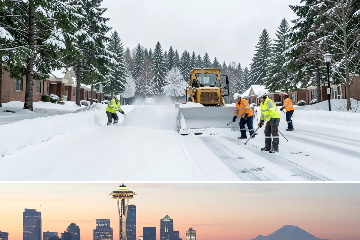 Office Building Snow Plowing in Seattle, King County, WA - Arrange service before the winter season begins so your building never opens to an un-plowed lot.