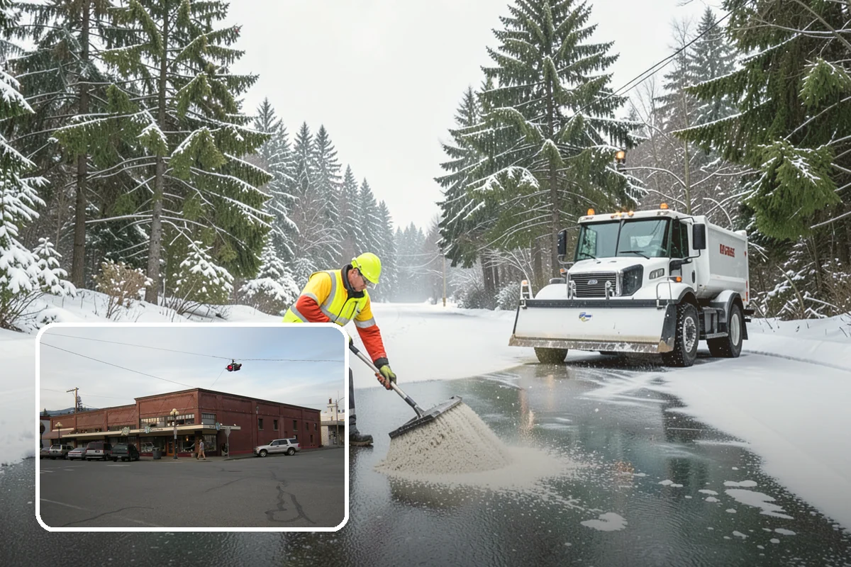 Office Building Snow Plowing in Sedro-Woolley, Skagit County, WA - Lots and entrances cleared before the morning arrival window