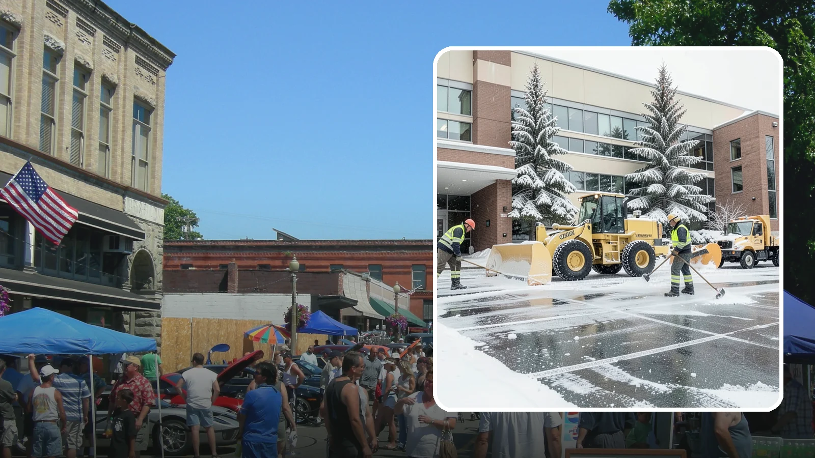 Office Building Snow Plowing in Snohomish, Snohomish County, WA - We plow office building lots and entrances overnight so employees and clients arrive to clear, safe parking at opening.