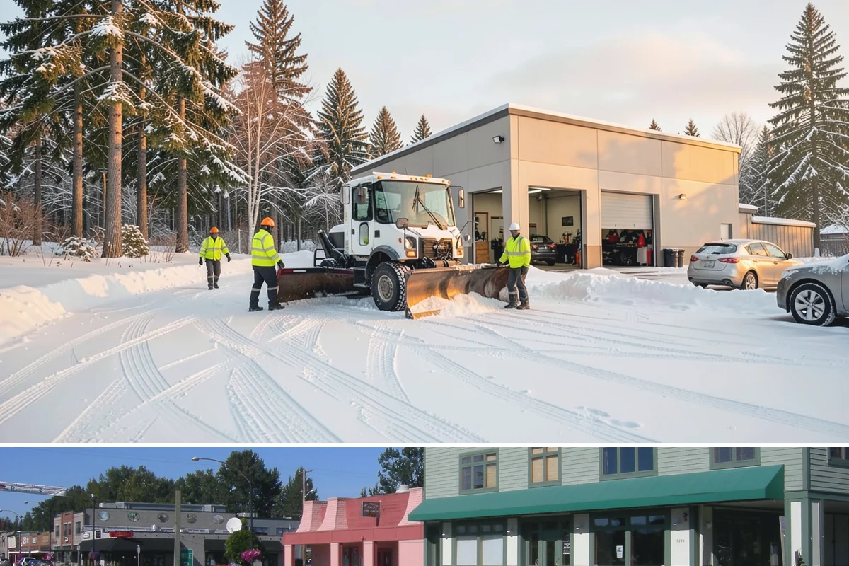 Office Building Snow Plowing in Snoqualmie, King County, WA - Arrange service before the winter season begins so your building never opens to an un-plowed lot.