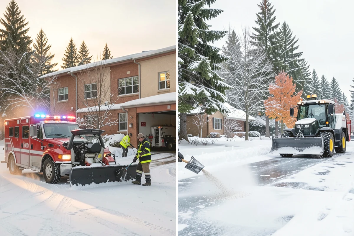 Office Building Snow Plowing in Steilacoom, Pierce County, WA - Confirm building hours and set an overnight completion deadline