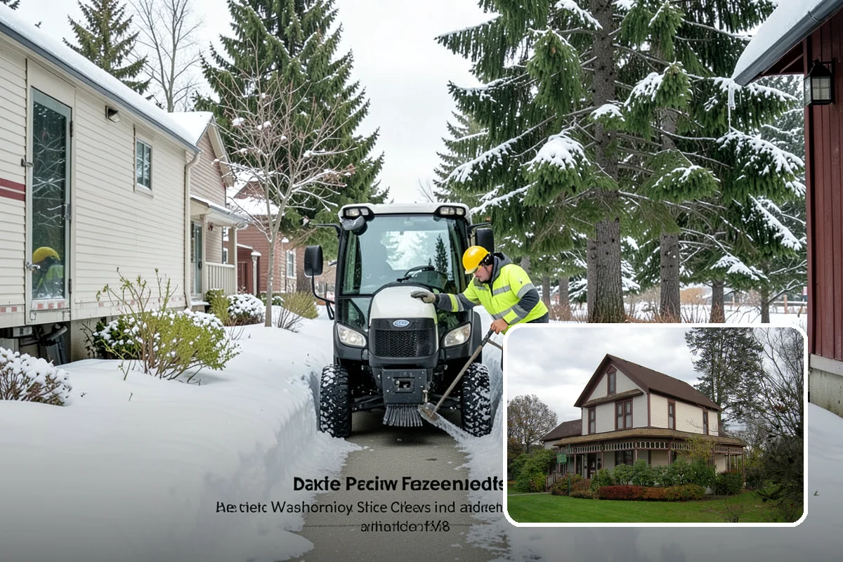 Office Building Snow Plowing in Sumner, Pierce County, WA - Lots and entrances cleared before the morning arrival window
