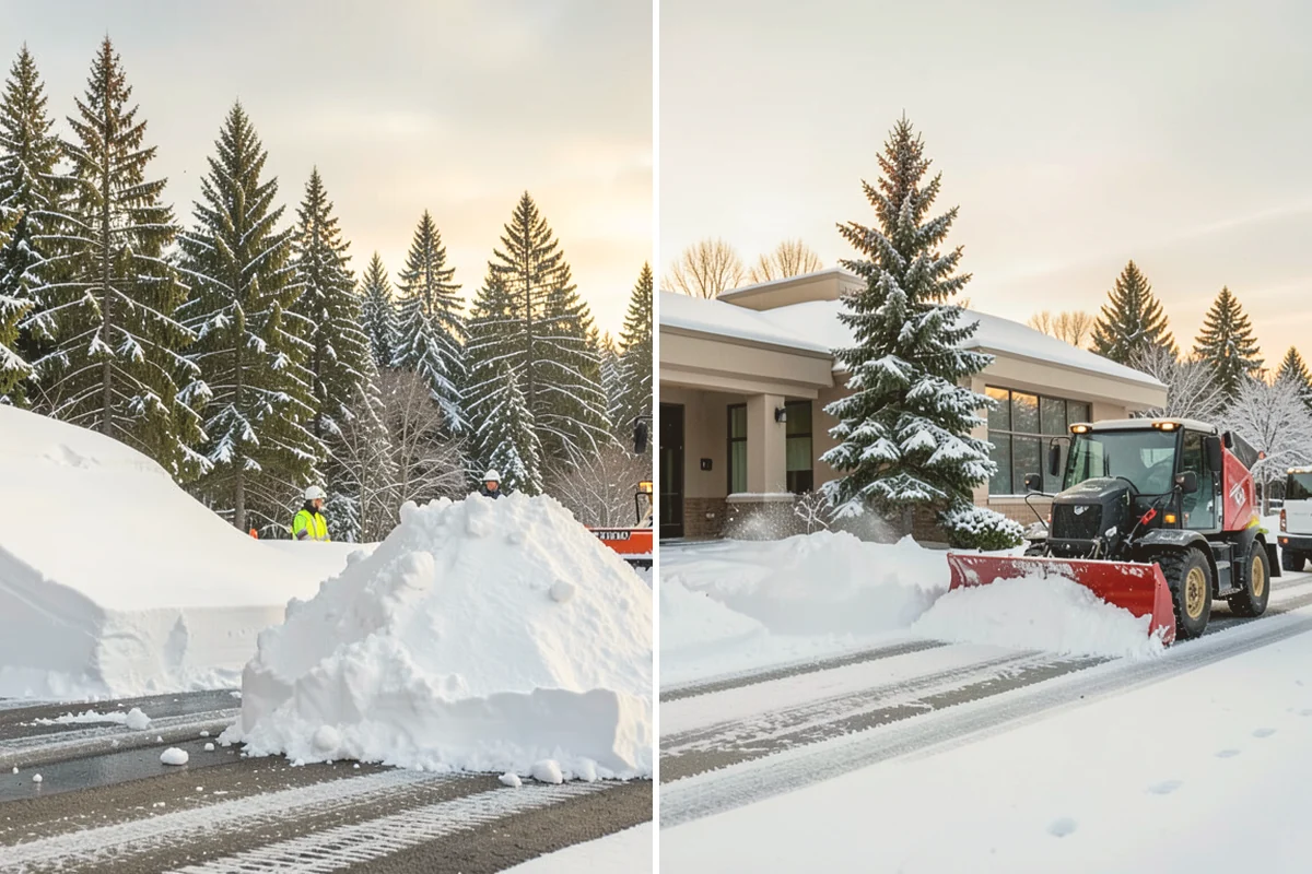 Office Park Snow Removal in Algona, King County, WA - Inventory shared lots, drive aisles, and inter-building walks