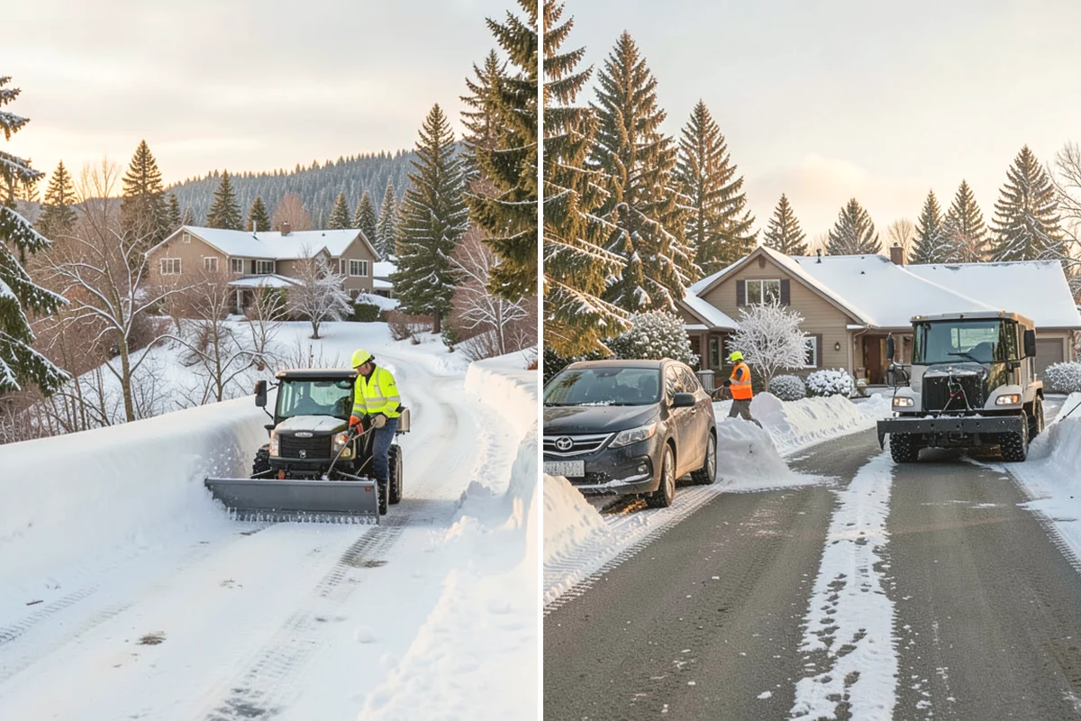 Office Park Snow Removal in Anacortes, Skagit County, WA - Inventory shared lots, drive aisles, and inter-building walks