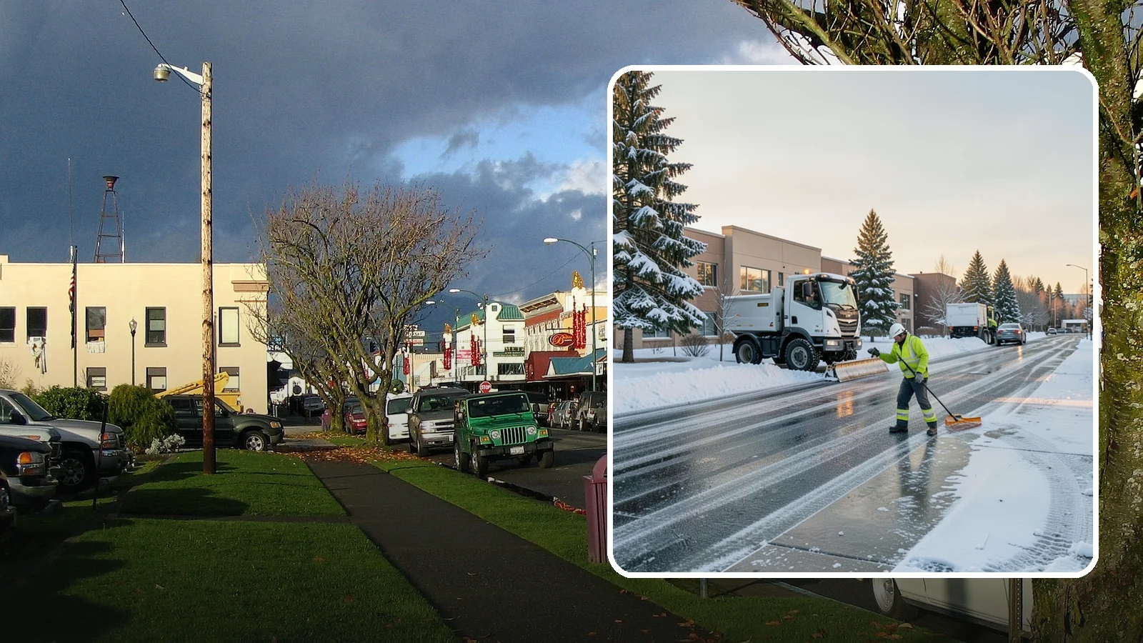 Office Park Snow Removal in Arlington, Snohomish County, WA - Across multiple buildings and shared lots, we coordinate one seamless snow plan so every tenant's employees arrive to a cleared...